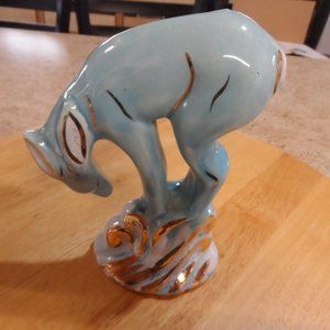 Vintage Turquoise Mid Century Modern Deer Planter